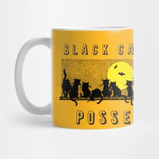 Halloween Black Cat Posse with Bats Mug